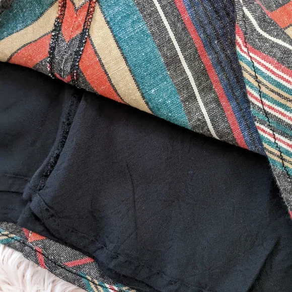 Free People Mini Skirt XS Chevron Linen-blend Lined - Picture 6 of 11